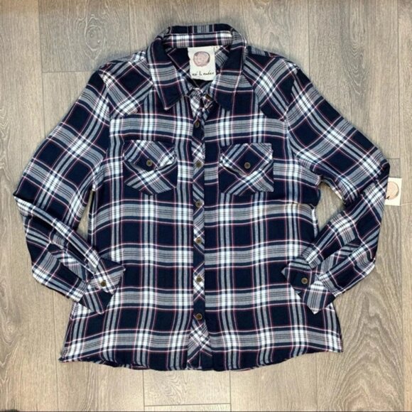 Anthropologie Women's Button Down Shirt Ash and Ember Plaid Flannel Size XS - Picture 4 of 15